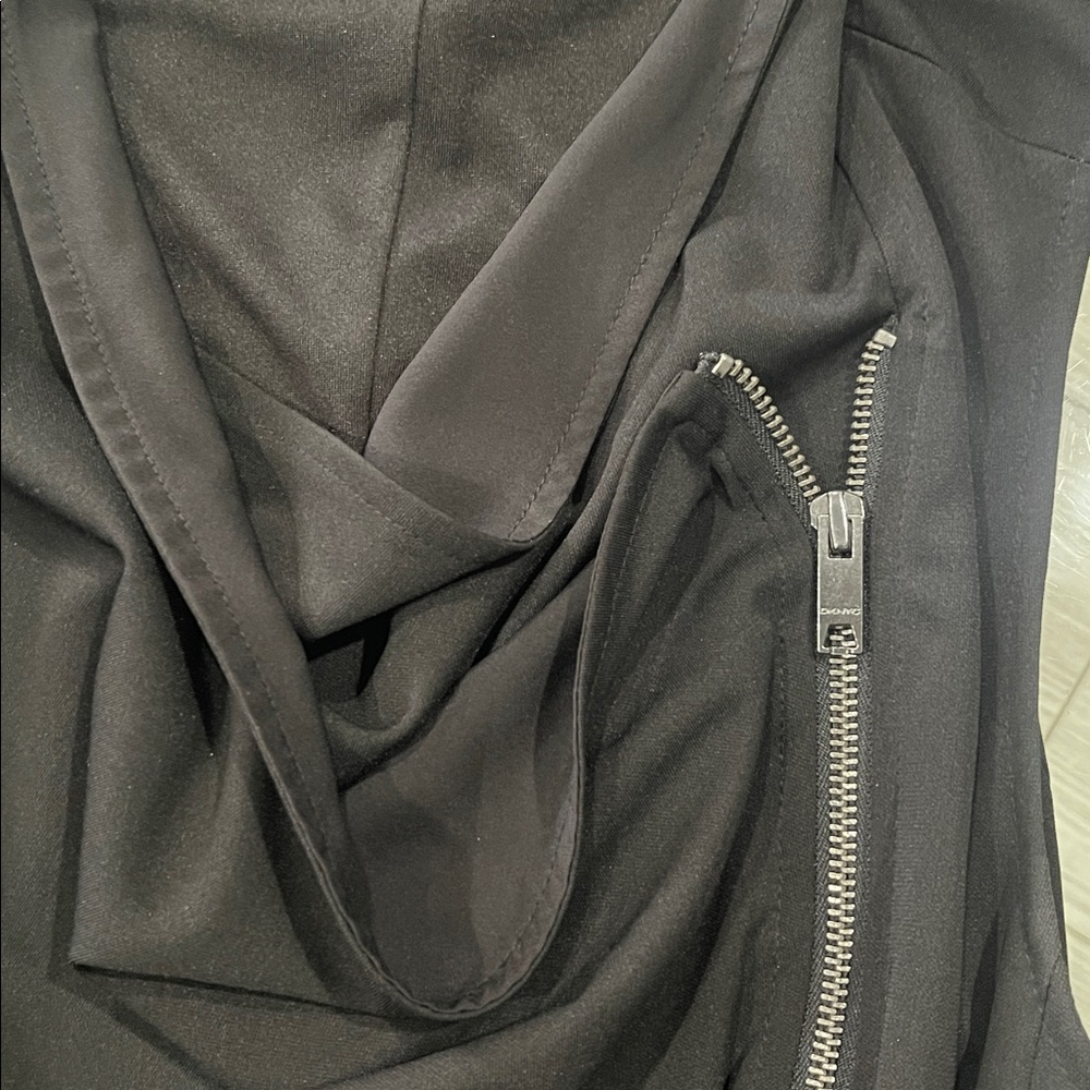 DKNY Black Cowl Neck Top with Asymmetric Zipper - Picture 4 of 4